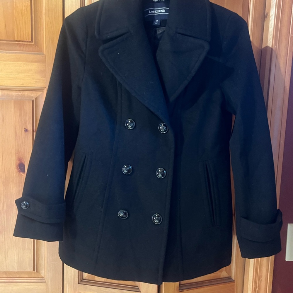 Lands' End Women's Classic Black Peacoat